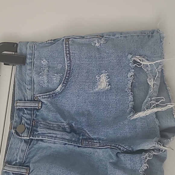 All Saints Kate High Waist Distressed Cut Off Patch Denim Shorts Size 26 - Picture 5 of 14
